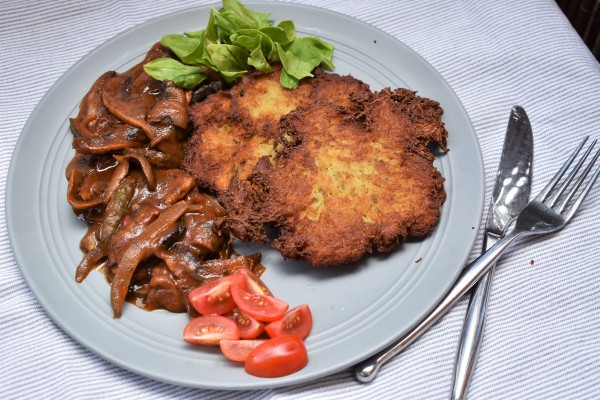 Placki z pieczarkami a'la stroganow