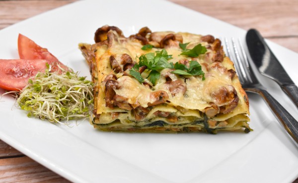 Lasagne z kurkami i szpinakiem